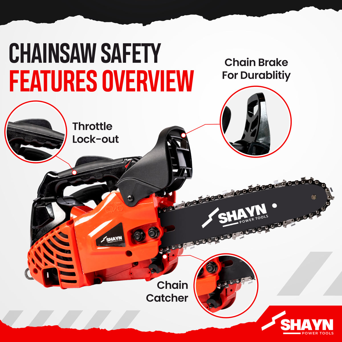 SHAYN 25.4cc petrol chainsaw in use