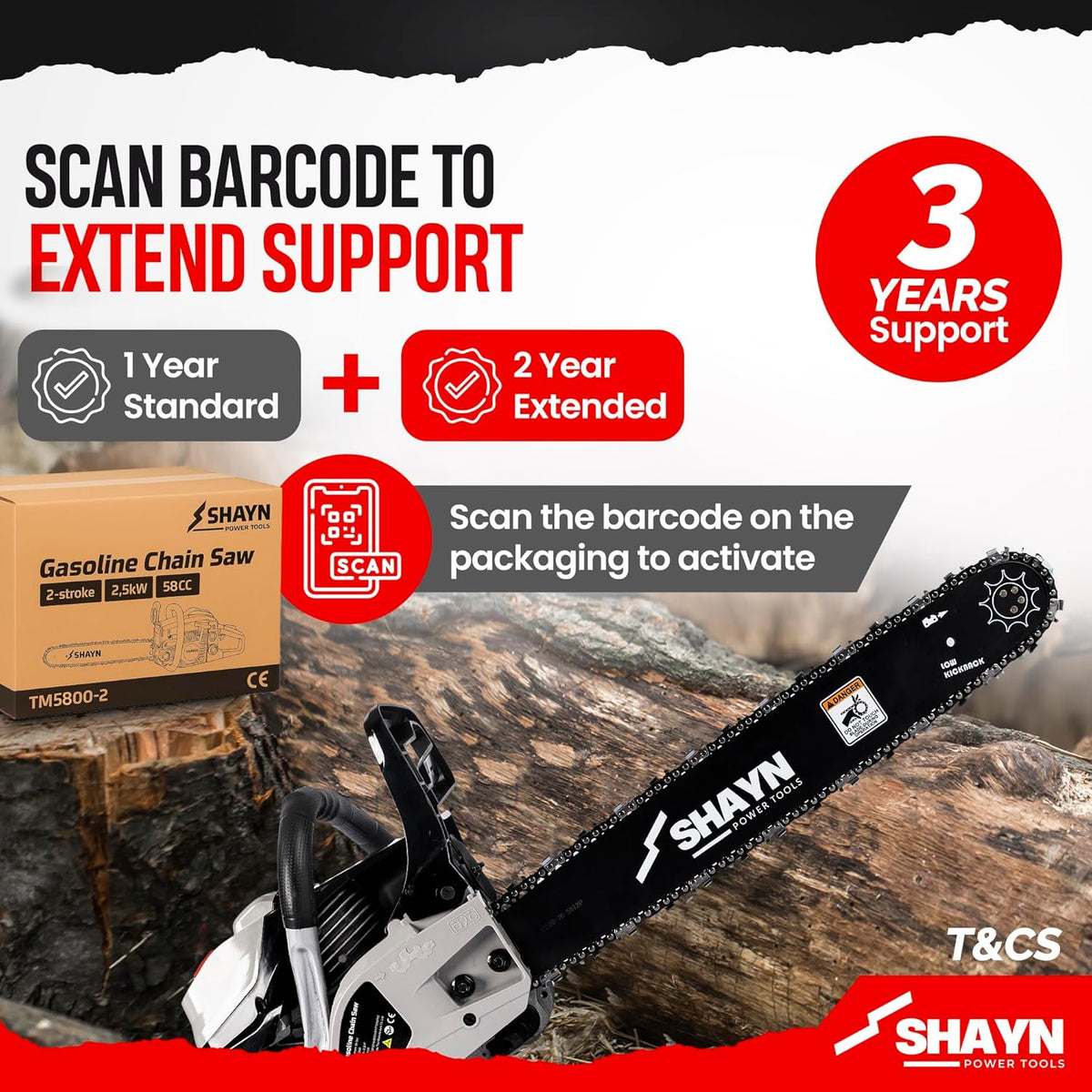 SHAYN 58cc petrol chainsaw
