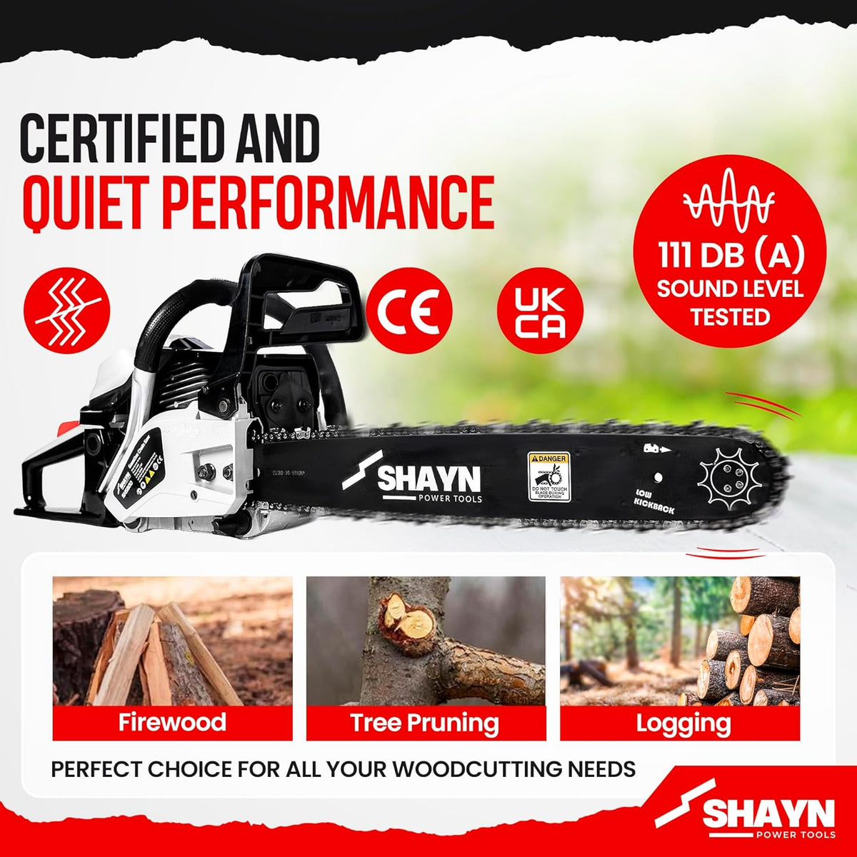 SHAYN 58cc petrol chainsaw features
