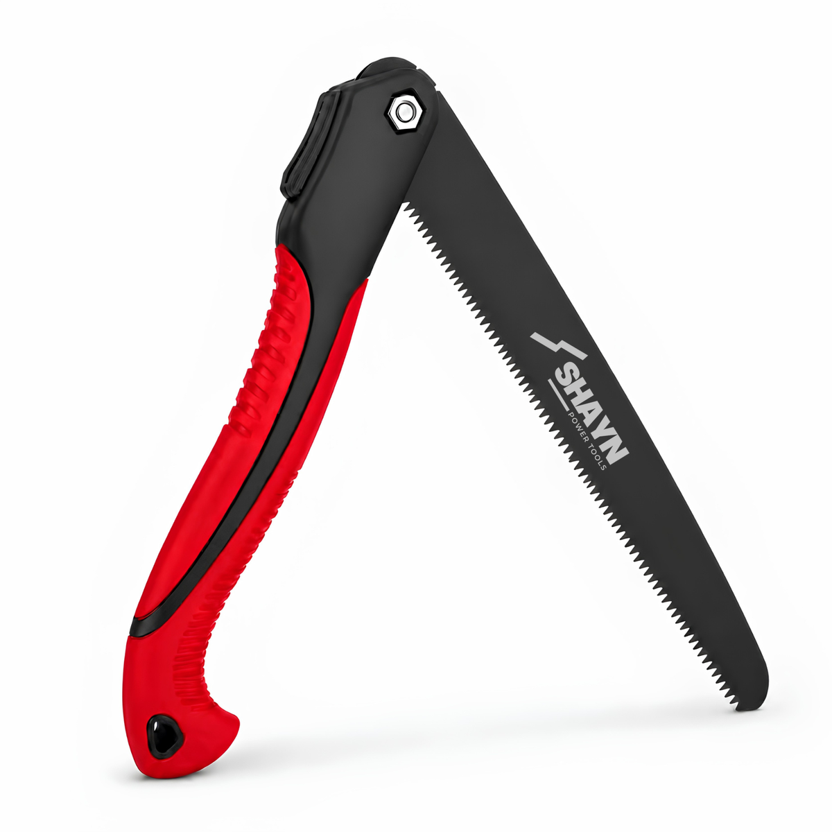 Folding pruning saw cutting a branch