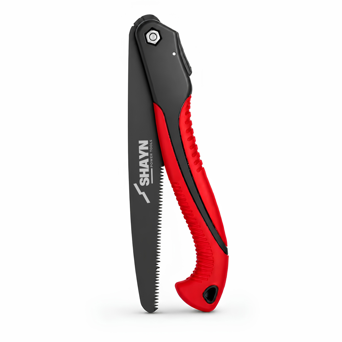 Folding pruning saw locking handle