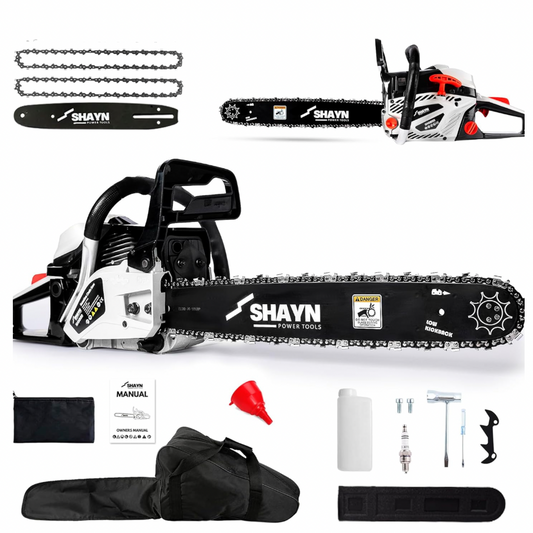 SHAYN 58cc petrol chainsaw with 16 inch bar and 2 spare chains