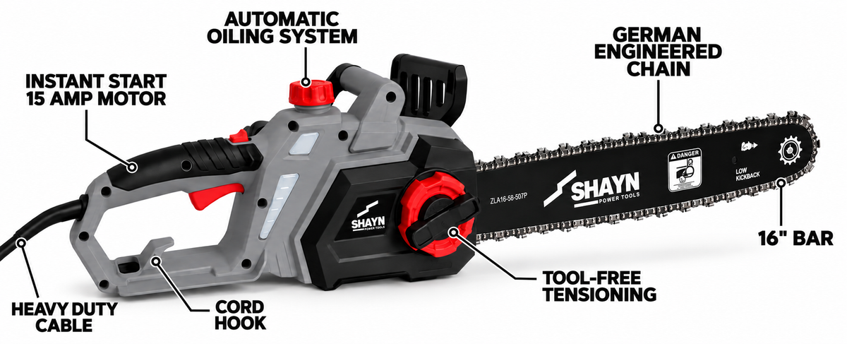 SHAYN electric chainsaw features