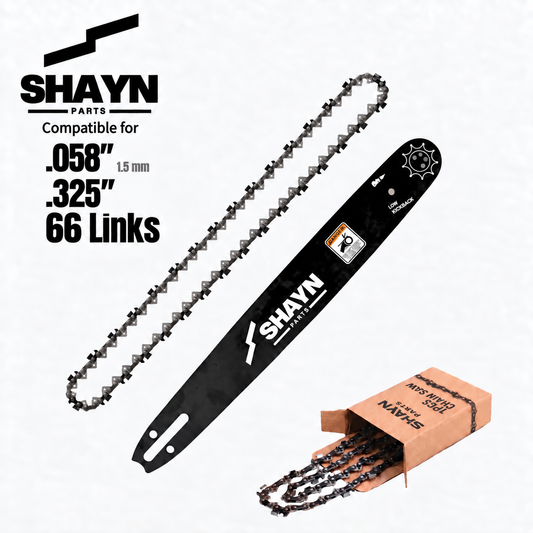 SHAYN 16 inch bar and chain kit for Husqvarna 254, .325 pitch, .058 gauge, 66 drive links, K095 mount