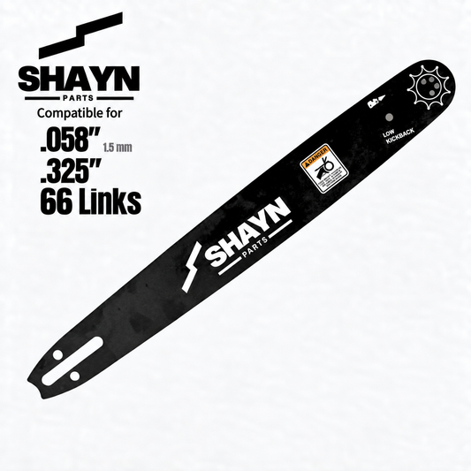 SHAYN 16 inch replacement guide bar for Husqvarna 346XP, .325 pitch, .058 gauge, K095 mount