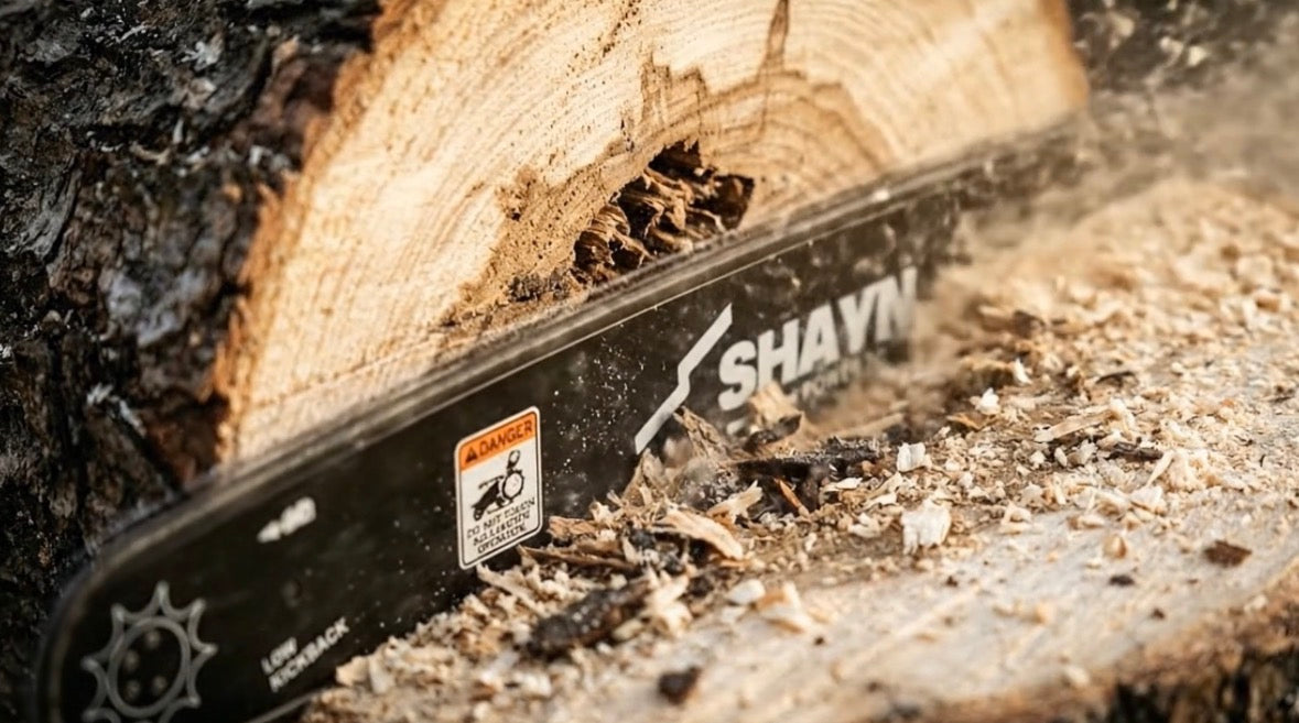 SHAYN bar and chain cutting timber