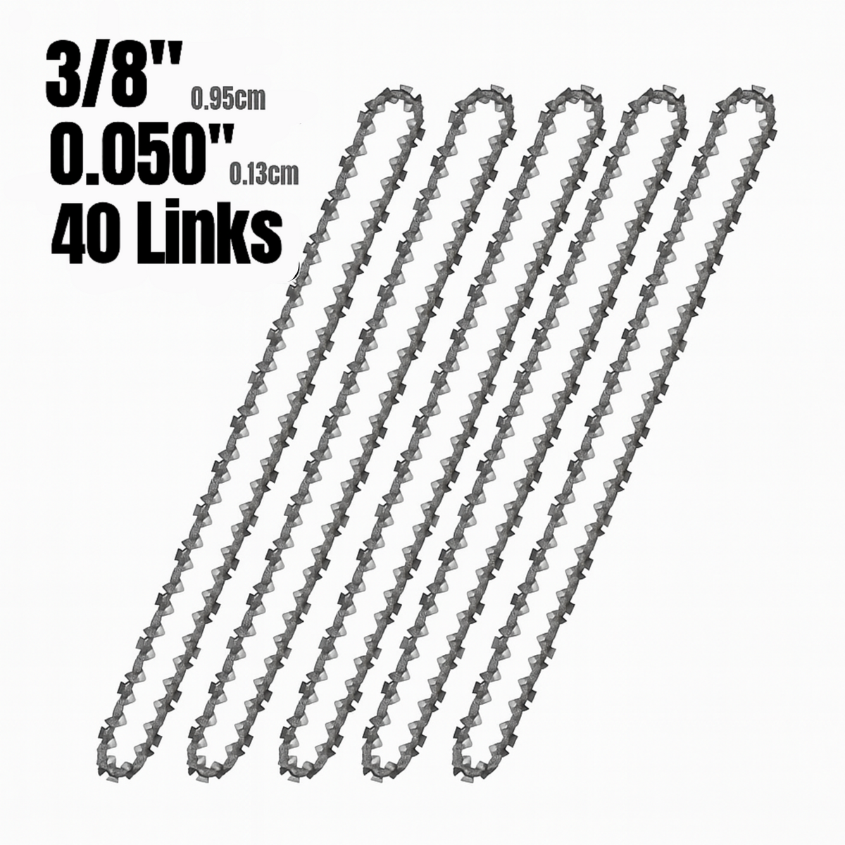 5 pack of 10 inch chainsaw chains, 40 drive links