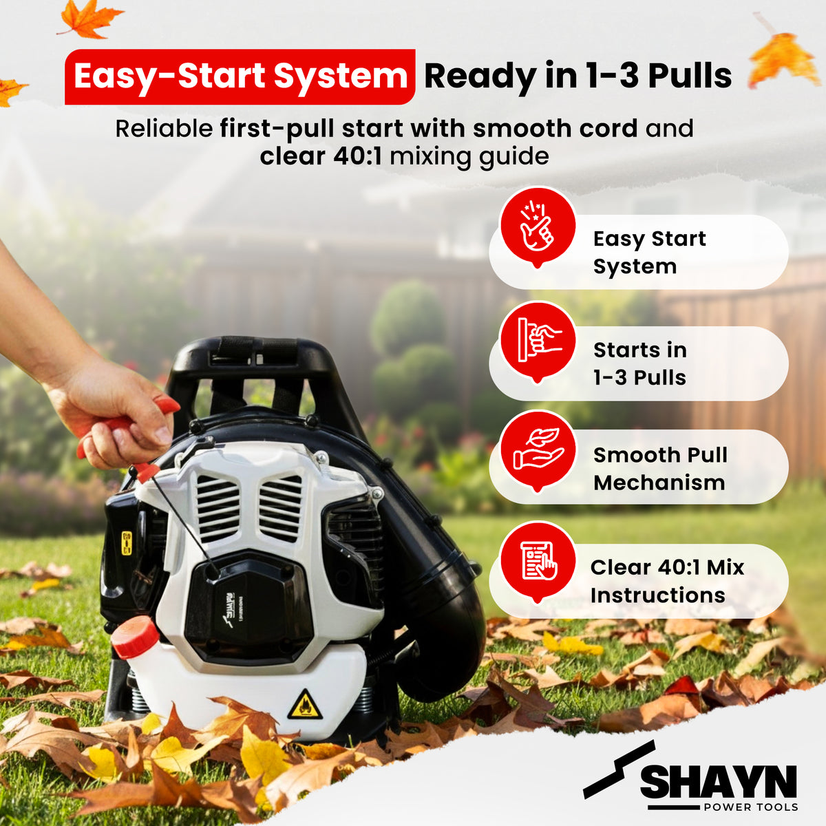 SHAYN 52cc backpack leaf blower specifications
