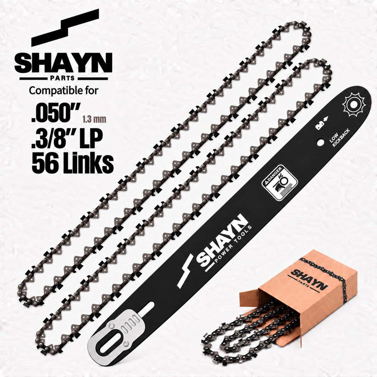 SHAYN 16 inch A041 guide bar with 2 chains 56DL